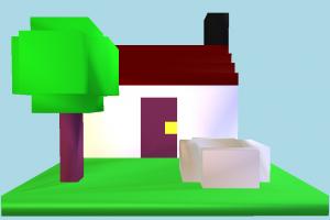 House barn, farm, house, town, country, home, building, build, residence, domicile, lowpoly, cartoon, structure