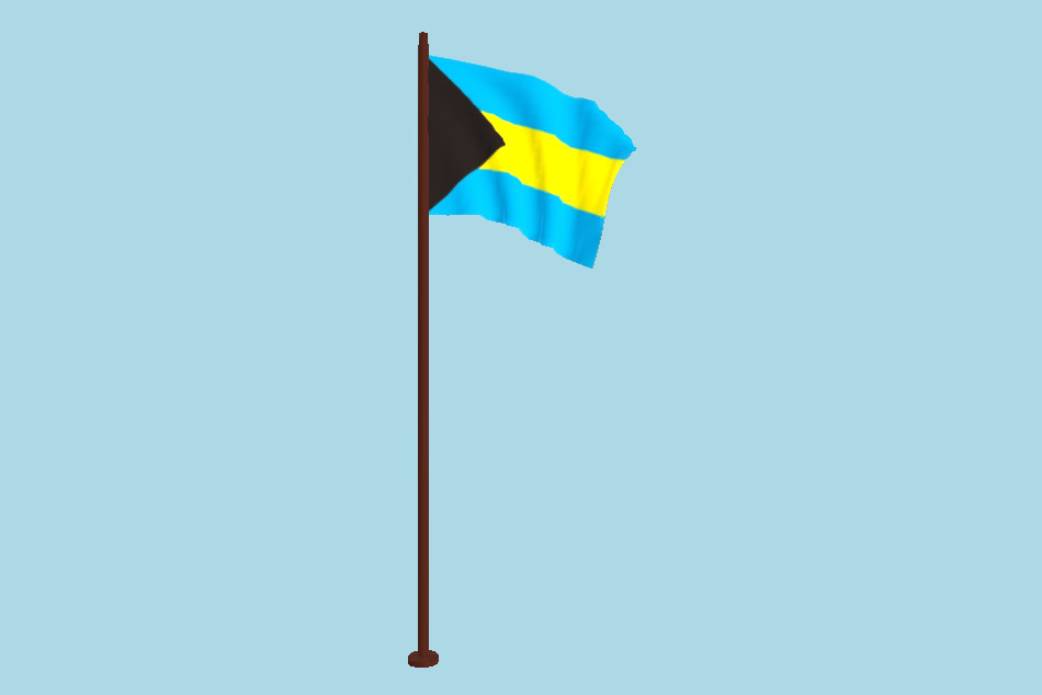 Bahamas Flag Animated FBX Free Download 3d model