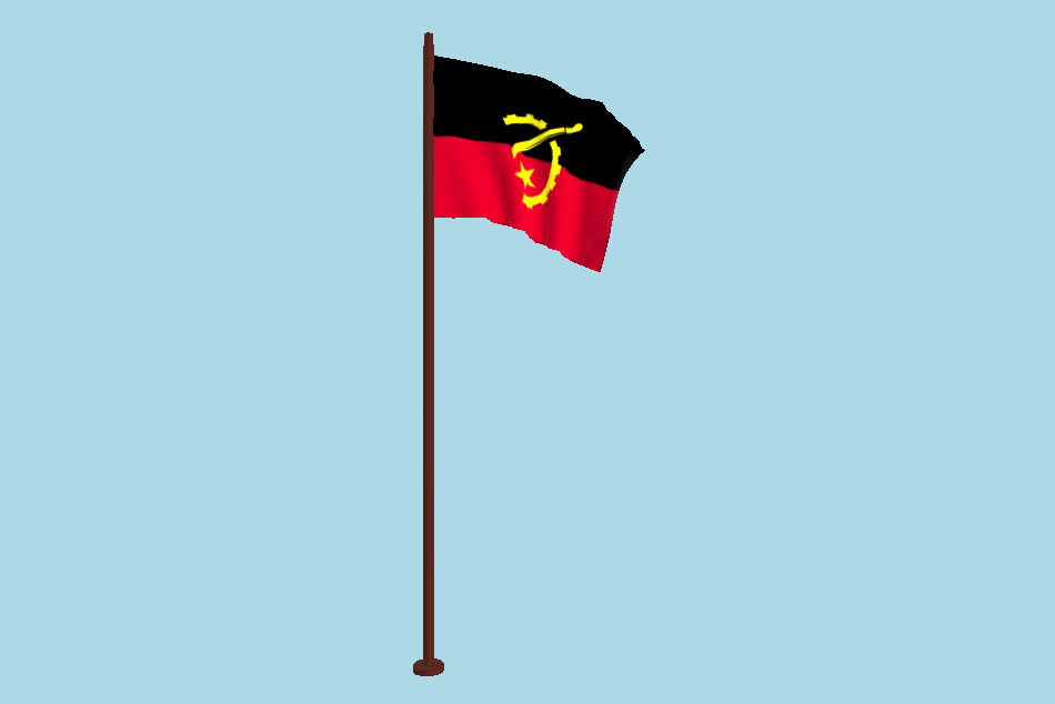 Angola Flag Animated FBX Free Download 3d model