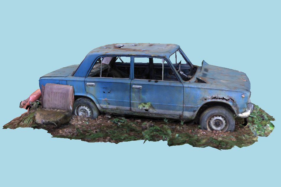 Vaz-2101 Wrecked Car 3d model