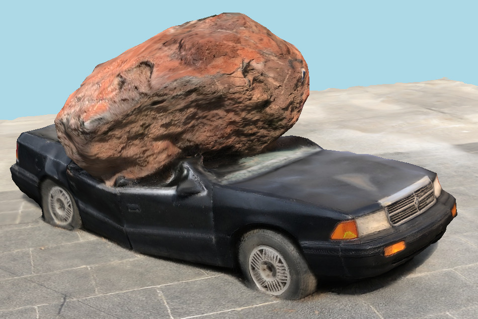 Car Wreck with Volcanic Stone 3d model