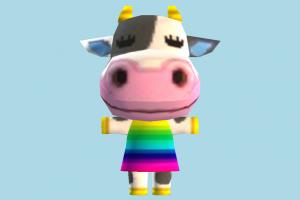 Cow Low-poly cow, animal, cartoon, low-poly