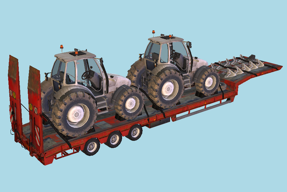 Overweight Trailer with Tractors 3d model