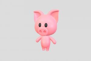 Character010 Pig toon, cute, little, pig, toy, mascot, fat, mammal, pink, bank, farm, pork, character, cartoon, animal