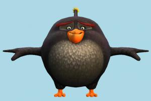 Angry Birds Bomb Angry-Birds, character, bird, cartoon, toony