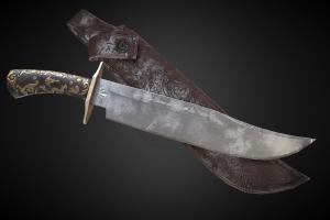 Ornate Bowie Knife & Sheath "Shannon&Chelsy" ornate, metal, decorated, weapon, knife, sword, blade