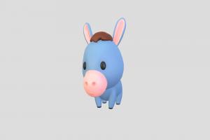 Character049 Donkey toon, cute, little, baby, toy, mascot, donkey, mammal, zoo, farm, mule, character, cartoon, horse, animal