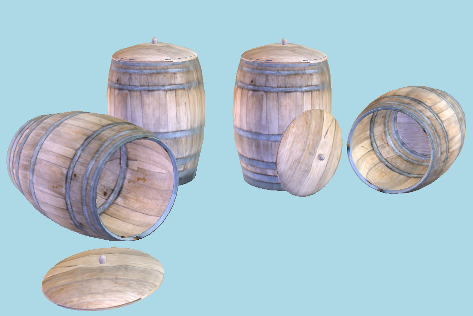 Wooden Barrels 3d model