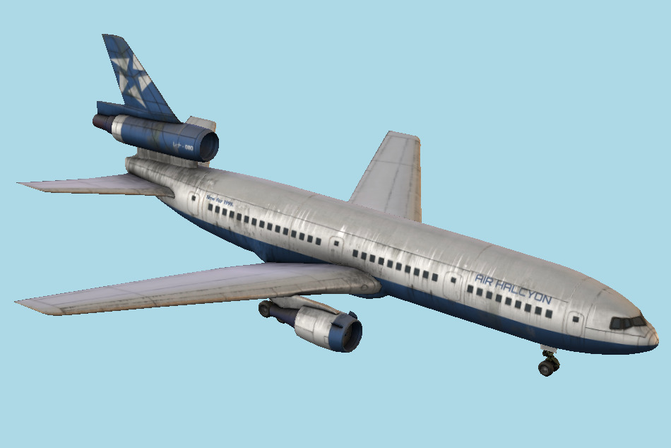 DC-10 Abandoned Airliner 3d model