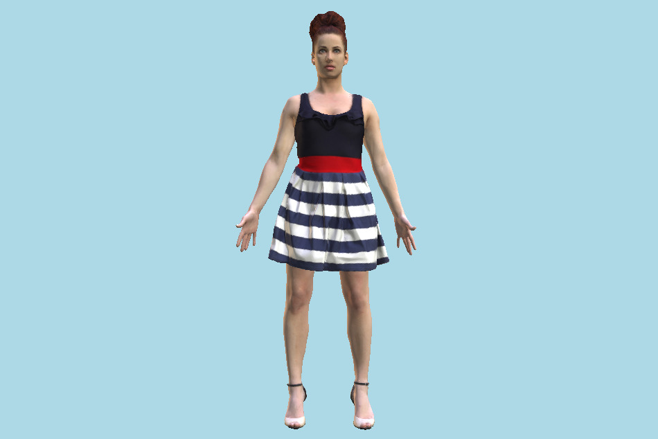 Casual Woman in a Dress 3d model