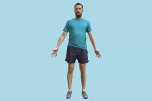Man scanned-models, soccer, man, male, people, human, character, sports, shorts, runner, casual, jogger