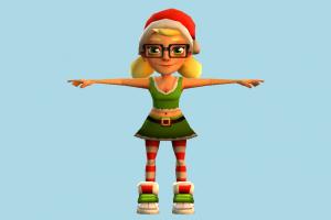 Santa Girl santa, claus, santa-claus, girl, christmas, female, woman, people, human, character, cartoon, nerd