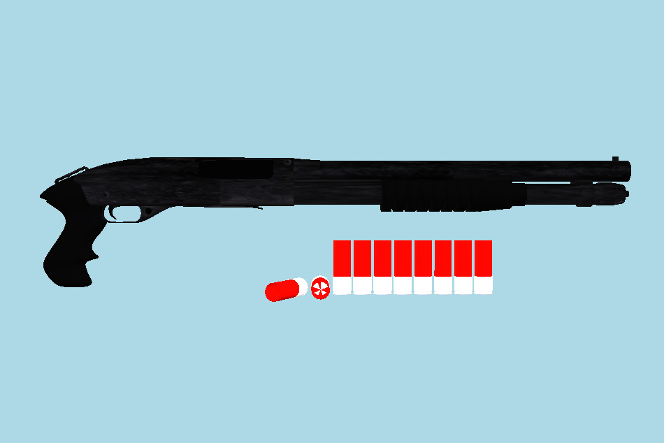 Shotgun and Bullets 3d model