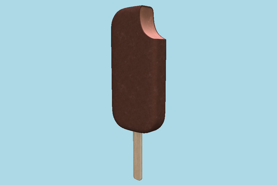Ice Cream Chocolate on Stick Bitten 3d model