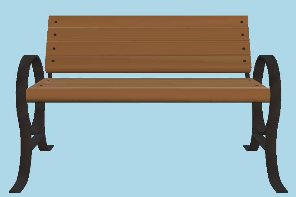 Wooden Bench with Forged parts for the garden 3d model