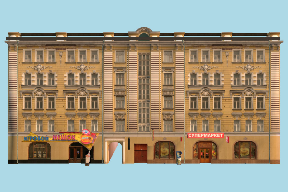 Vintage Building in Moscow 3d model