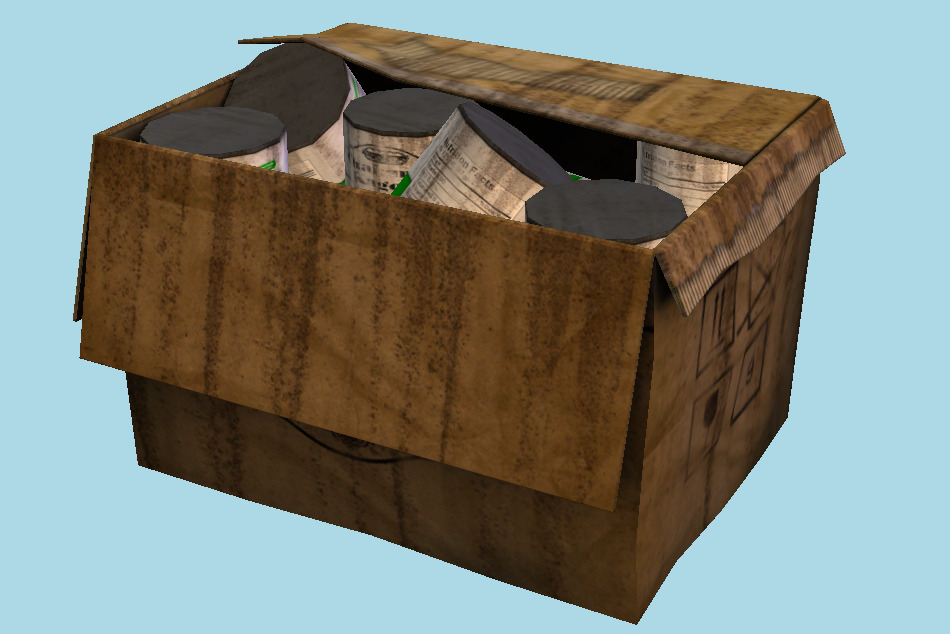 Open Box of Canned Food 3d model