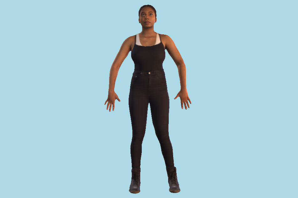 Casual Black Girl 3d model