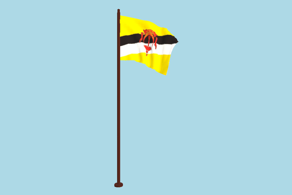 Brunei Flag Animated FBX Free Download 3d model