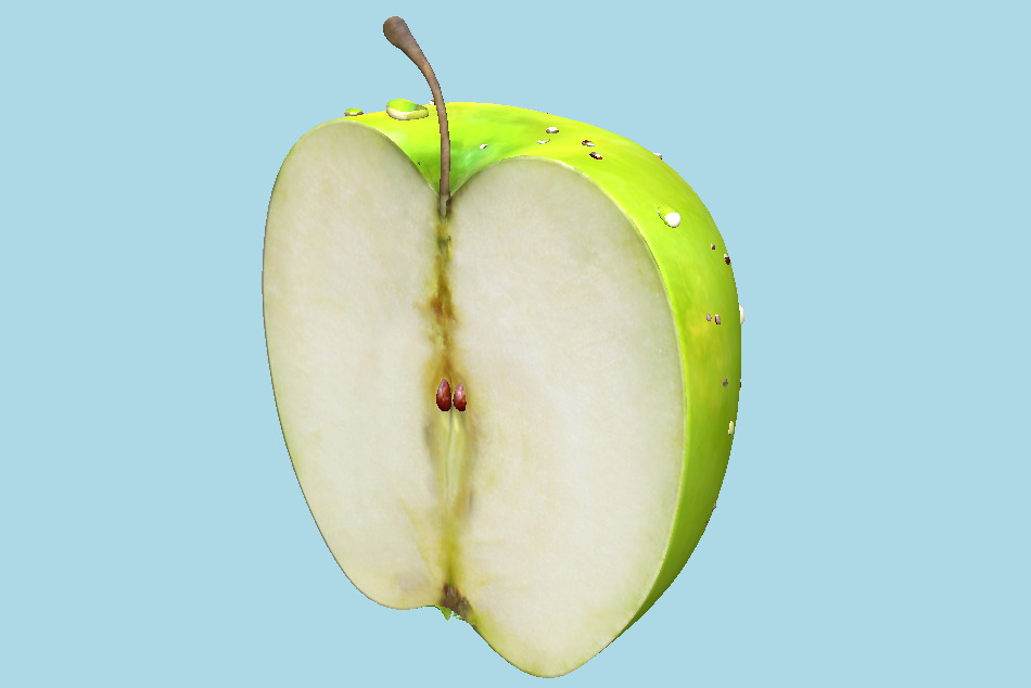 Green Apple Half 3d model