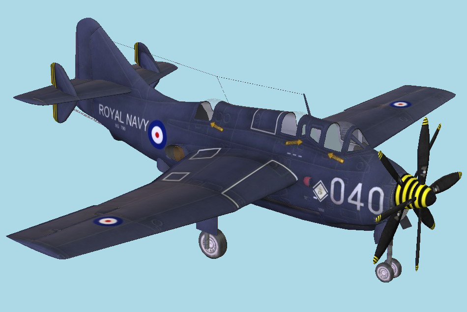 Fairey Gannet Warplane 3d model