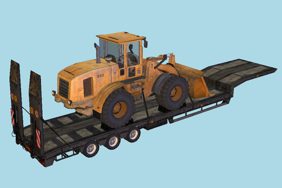 Overweight Trailer with CAT938G Tractor 3d model