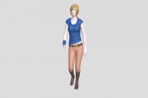 Female 7 people, woman, peoples, poly-art, character, low-poly