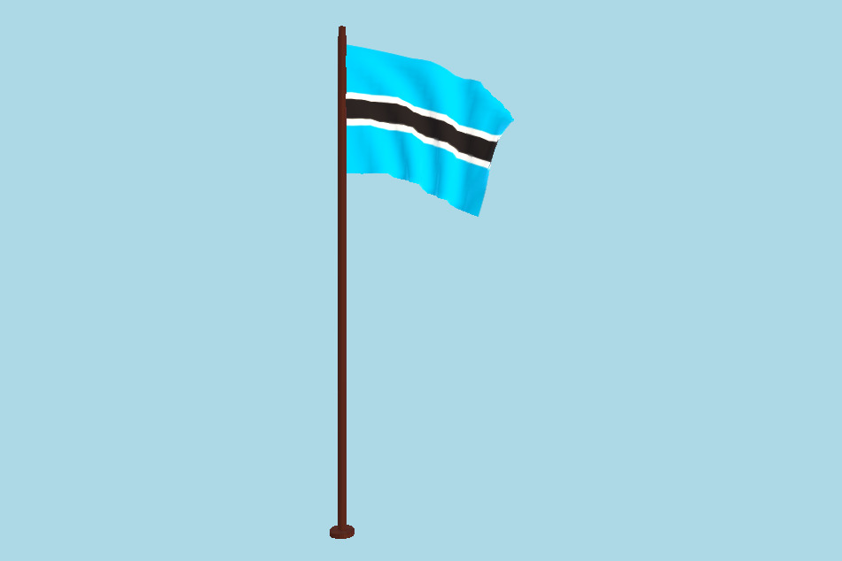 Botswana Flag Animated FBX Free Download 3d model