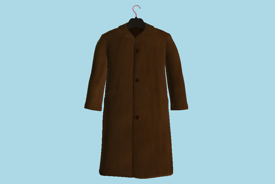Men`s Coat on hanger 3d model