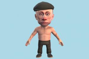 Vladimir Putin caricature, cartoon, toony, chibi, toy, politician, president, russia, lowpoly, man, male, people, human, character