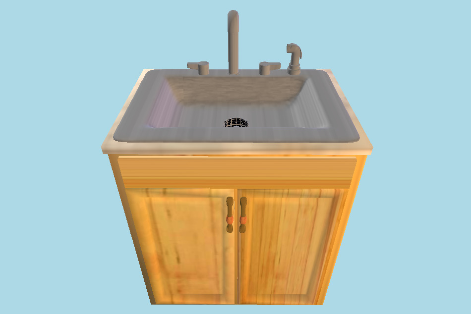 Kitchen Sink With Marble 3d model