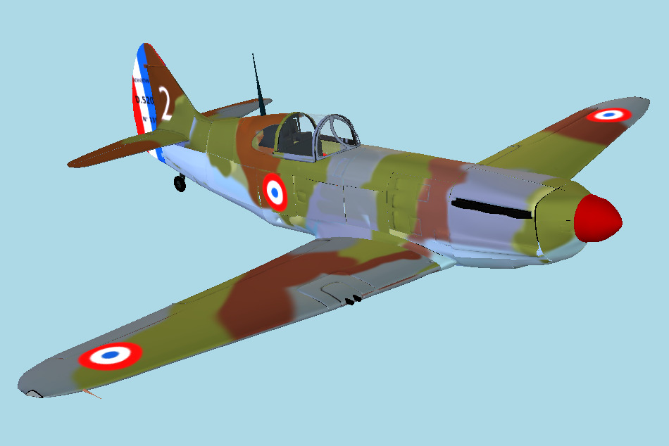 WWII French aircraft Dewoitine 520 3d model