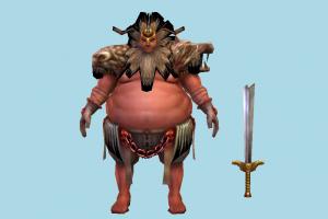 Fat Barbarian Warrior sumo, indian, fat, man, human, people, character