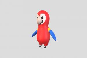 Character066 Parrot red, toon, cute, little, baby, bird, toy, tropical, mascot, parrot, scarlet, zoo, safari, macaw, ararauna, character, cartoon, fly, animal, pirate