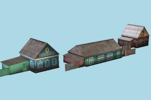 Village Houses village, house, home, building, build, residence, domicile, structure, papertoy, lowpoly