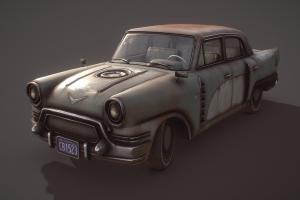 Old Atompunk Car rust, vintage, post-apocalyptic, dirty, dusty, post-apocalypse, vehicle, car