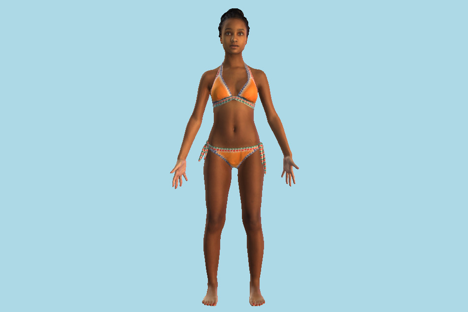 African Beach Woman 3d model