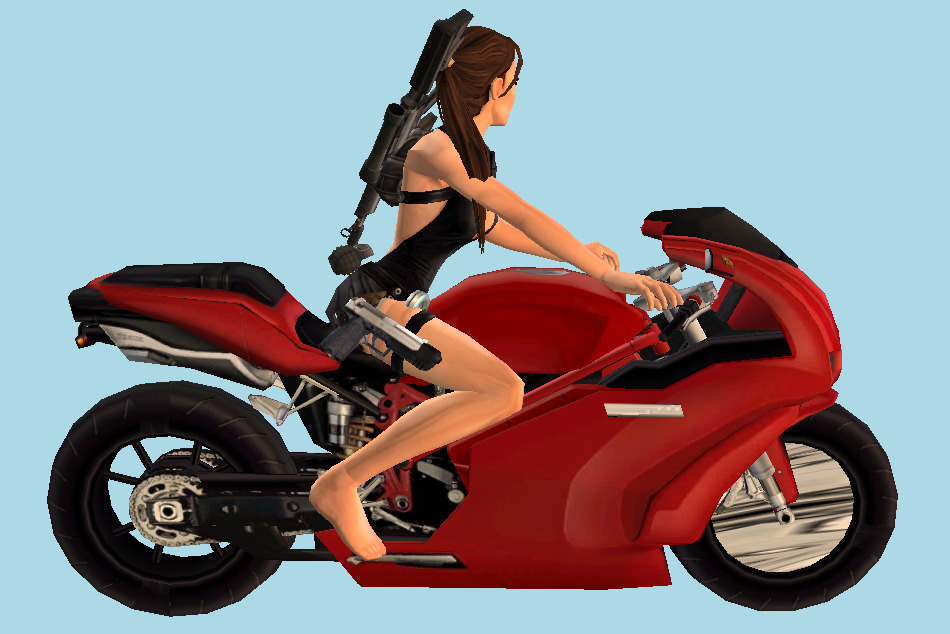 Lara-Croft driving Ducati Motorcycle 3d model