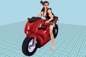 Lara Driving Motorbike 3d model