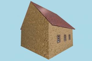 House house, farm, country, home, building, build, residence, domicile, structure, lowpoly
