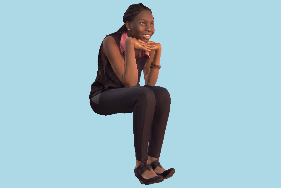 Black Business Woman Sitting 3d model