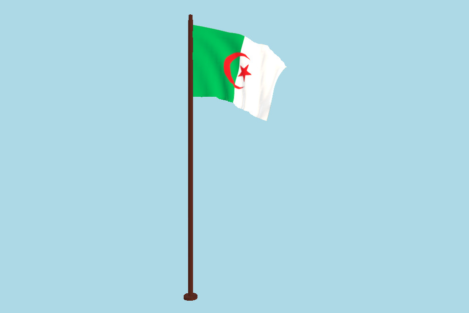 Algeria Flag Animated FBX Free Download 3d model