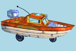 Boat spongebob, boat, sailboat, vessel, sail, maritime, cartoon, lowpoly