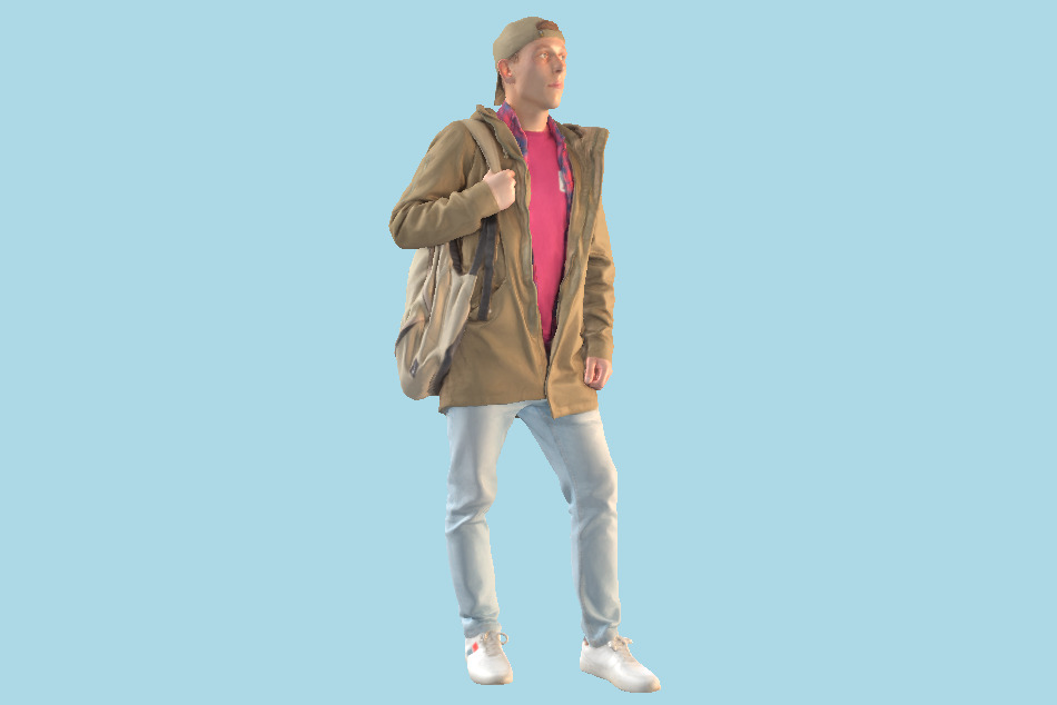 Male Casual with Backpack 3d model