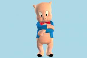 Porky Looney-Tunes, Porky, Pig, Statue, cartoon, toon, low-poly