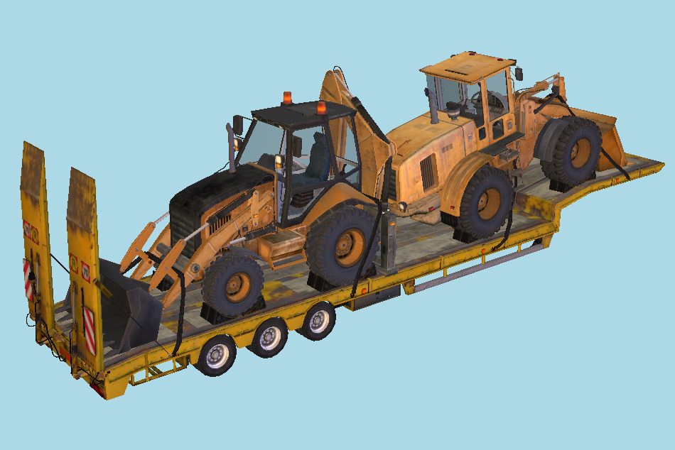 Overweight Trailer Tractors 3d model
