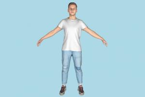 Man scanned-models, man, male, boy, young, people, human, character, jeans, t-shirt, sport