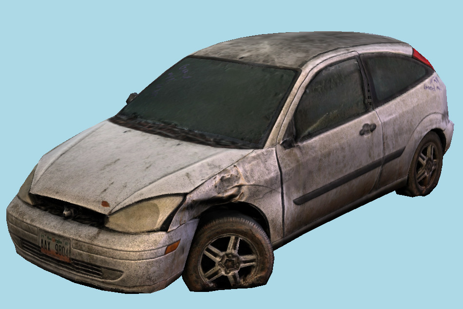 Derelict Car Hatchback Wreck 3d model