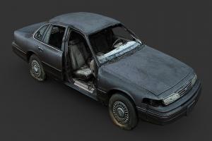 1990s Police Interceptor (Gameready from Scan) police, abandoned, sedan, saloon, ruined, destroyed, 1990s, derelict, urbex, photogrammetry, vehicle, scan, car