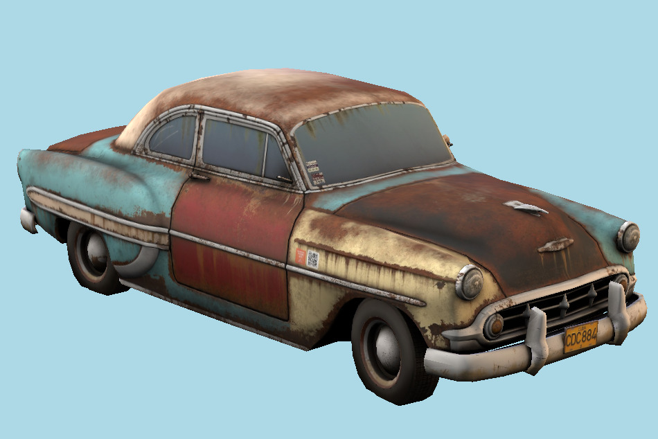 Rusty 1953 Abandoned Car 3d model